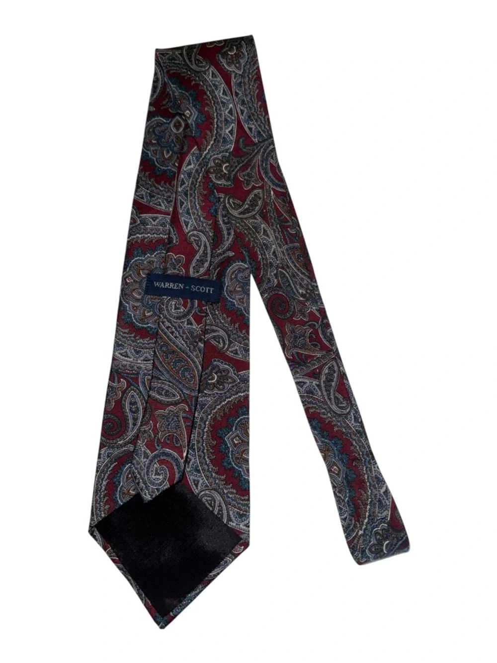 Warren Scott Vintage Silk Tie Red Paisley Necktie Classic Retro USA Office Event